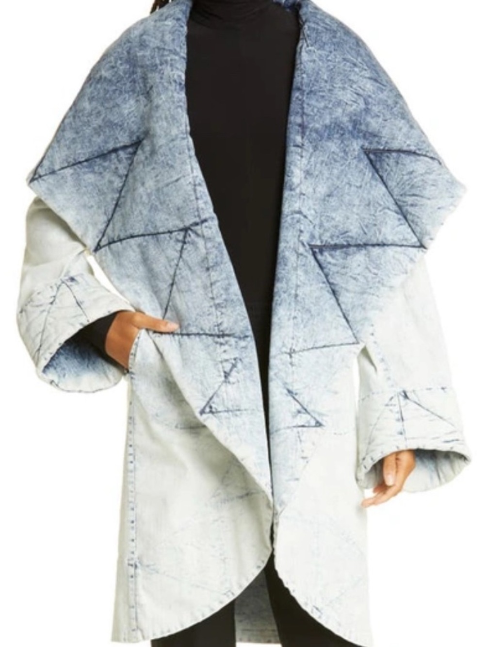 Norma Kamali Acid Wash denim Shawl Collar Jacket - size 4 (small)